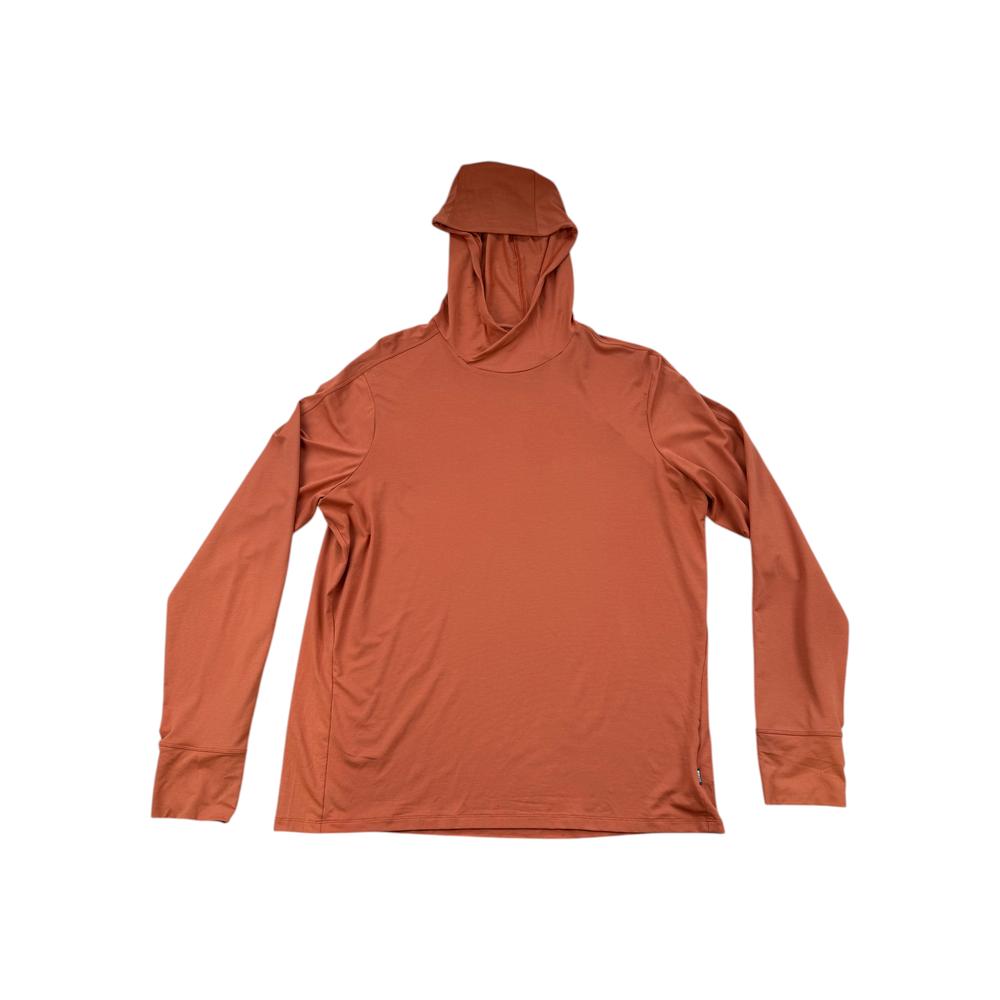 Orange sun hoody shirt by REI, with long sleeves and a relaxed fit.