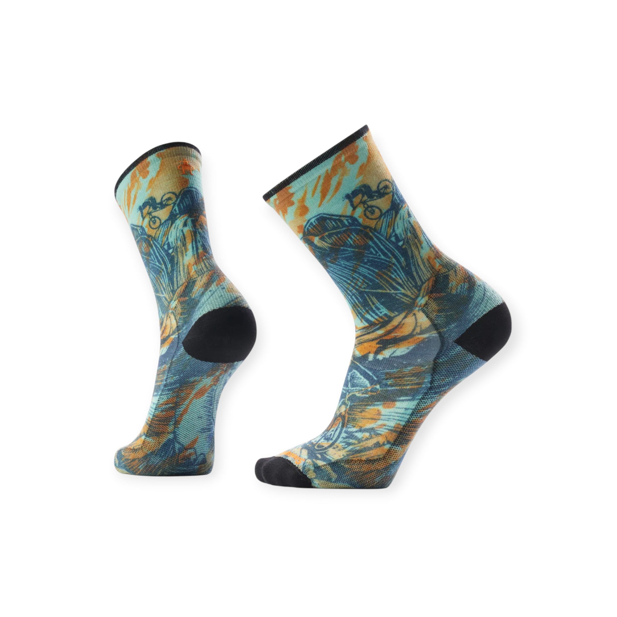 Smartwool Bike Zero Cushion Rugged Ride Print Crew Socks - FERAL
