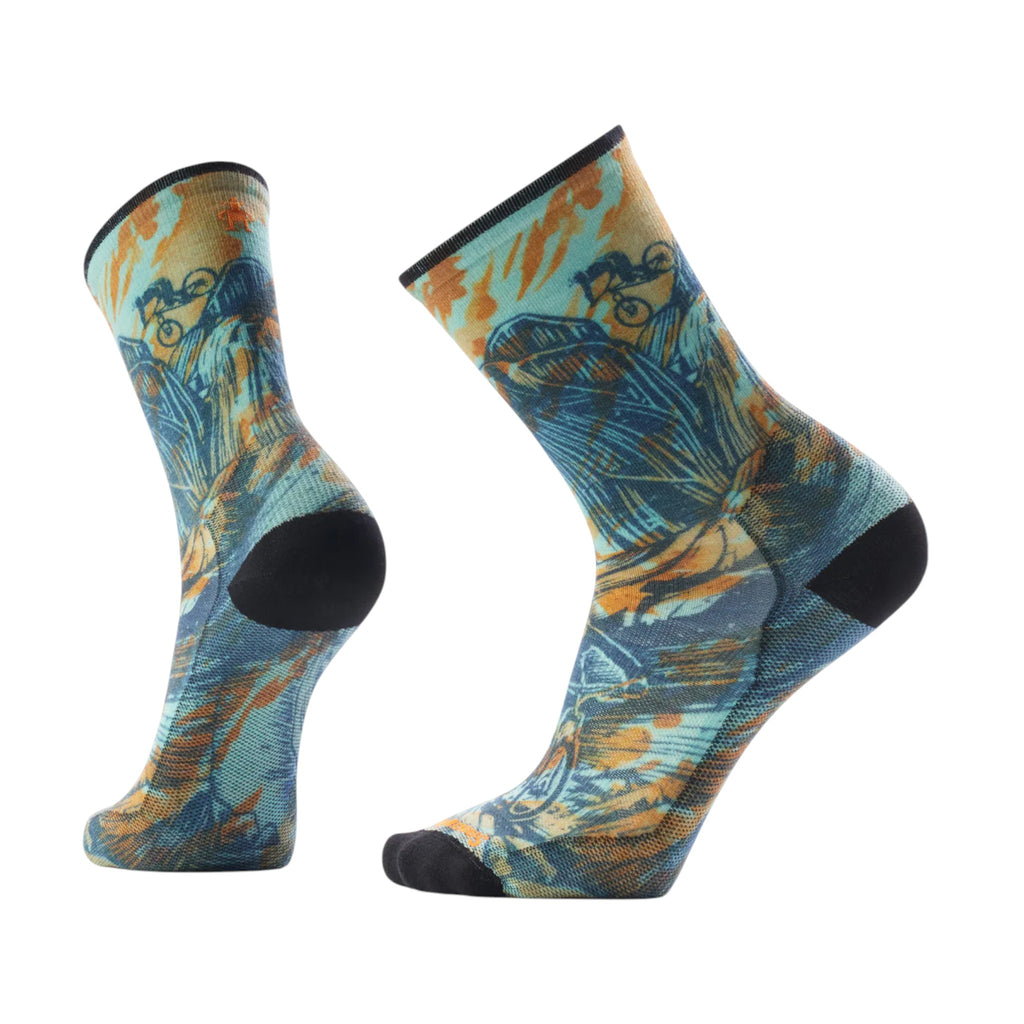 Smartwool Bike Zero Cushion Rugged Ride Print Crew Socks - FERAL