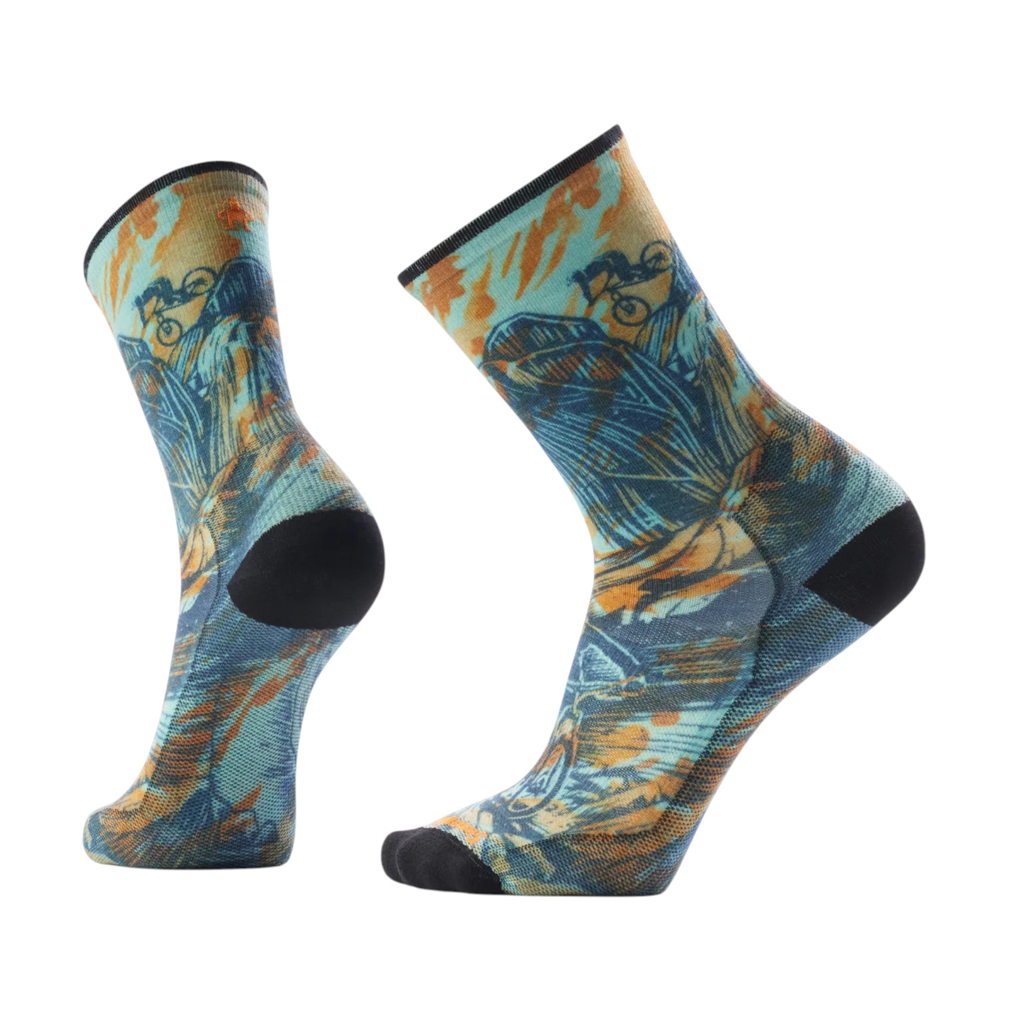 Smartwool Bike Zero Cushion Rugged Ride Print Crew Socks - FERAL