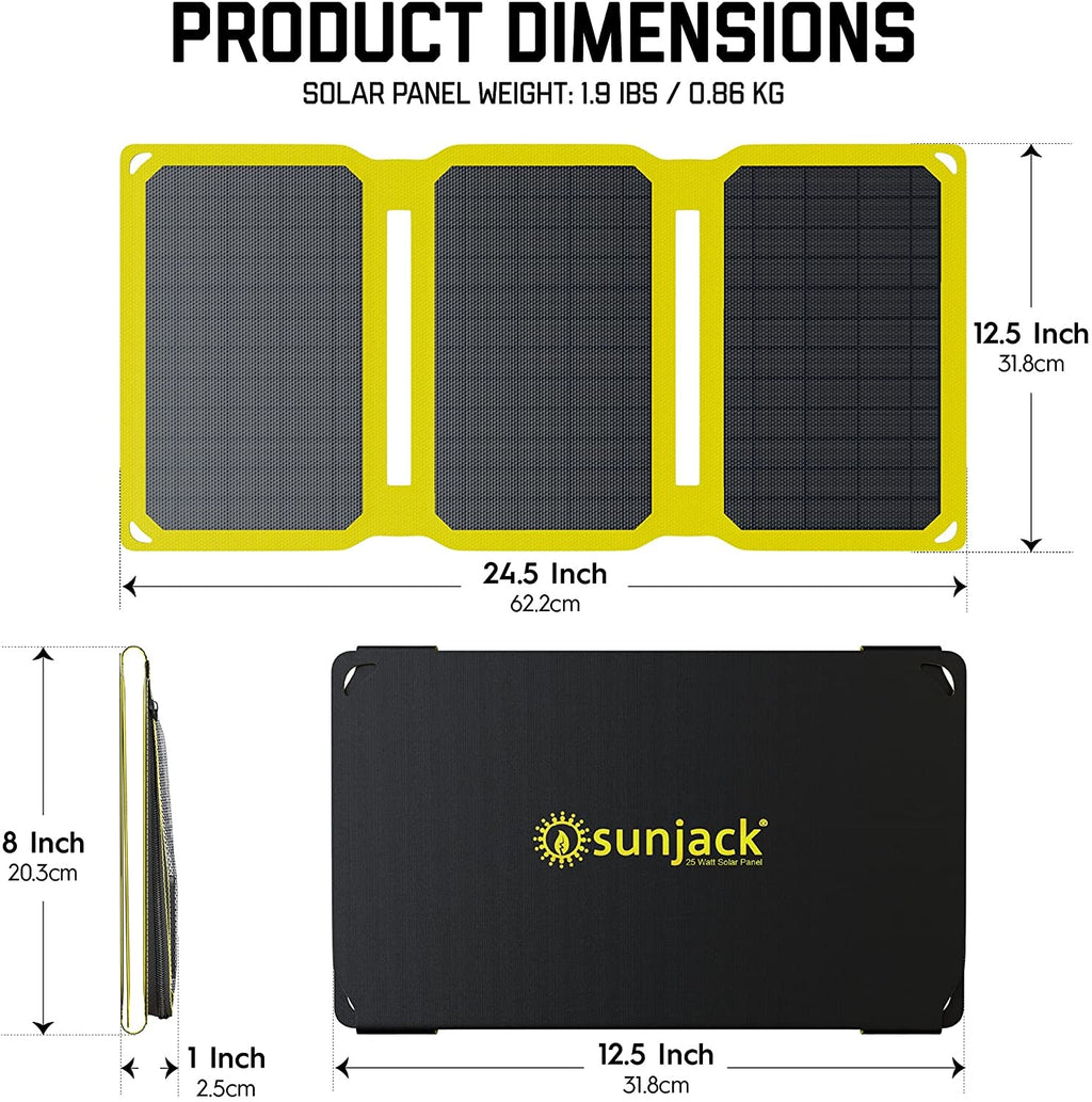 SunJack 25W Portable Solar Charger + 2x 10k mAh Powerbanks