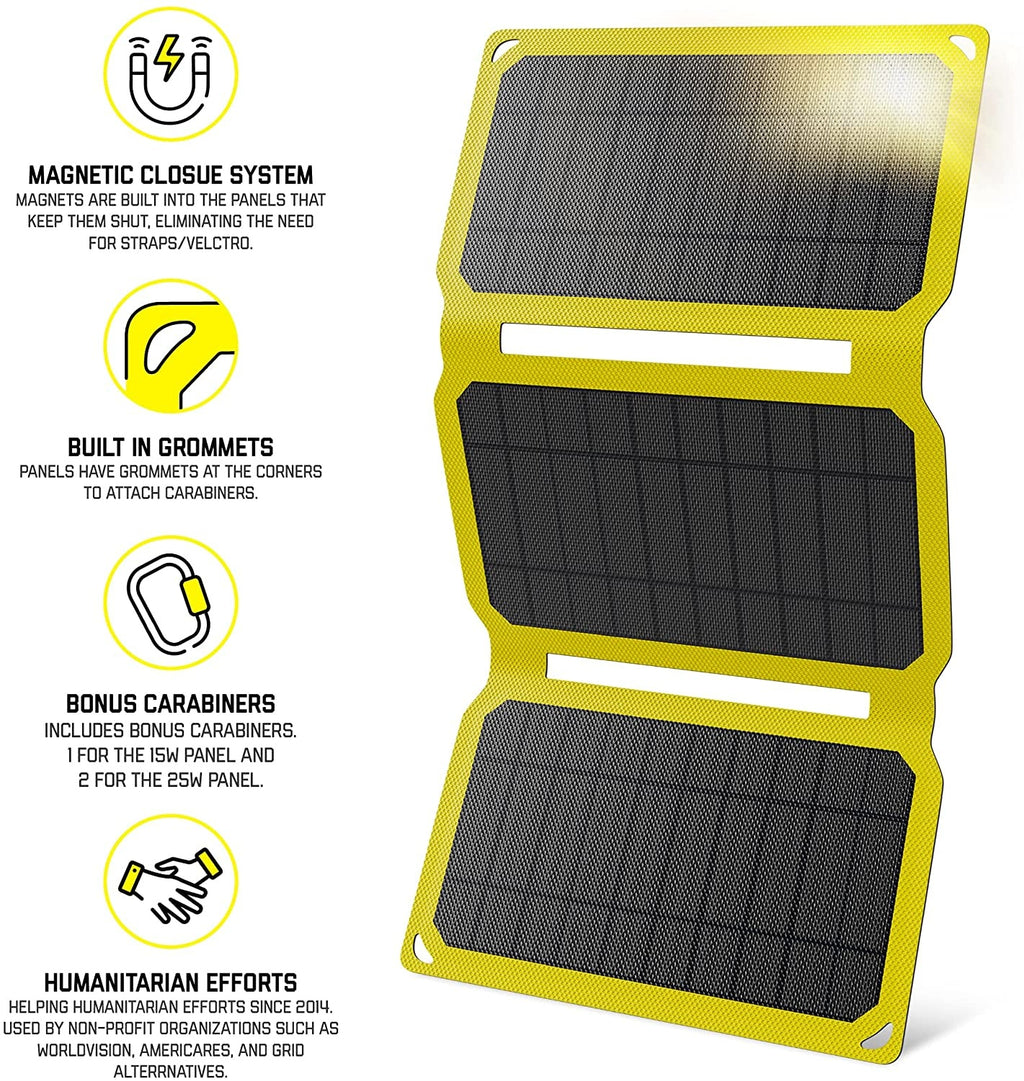 SunJack 25W Portable Solar Charger + 2x 10k mAh Powerbanks