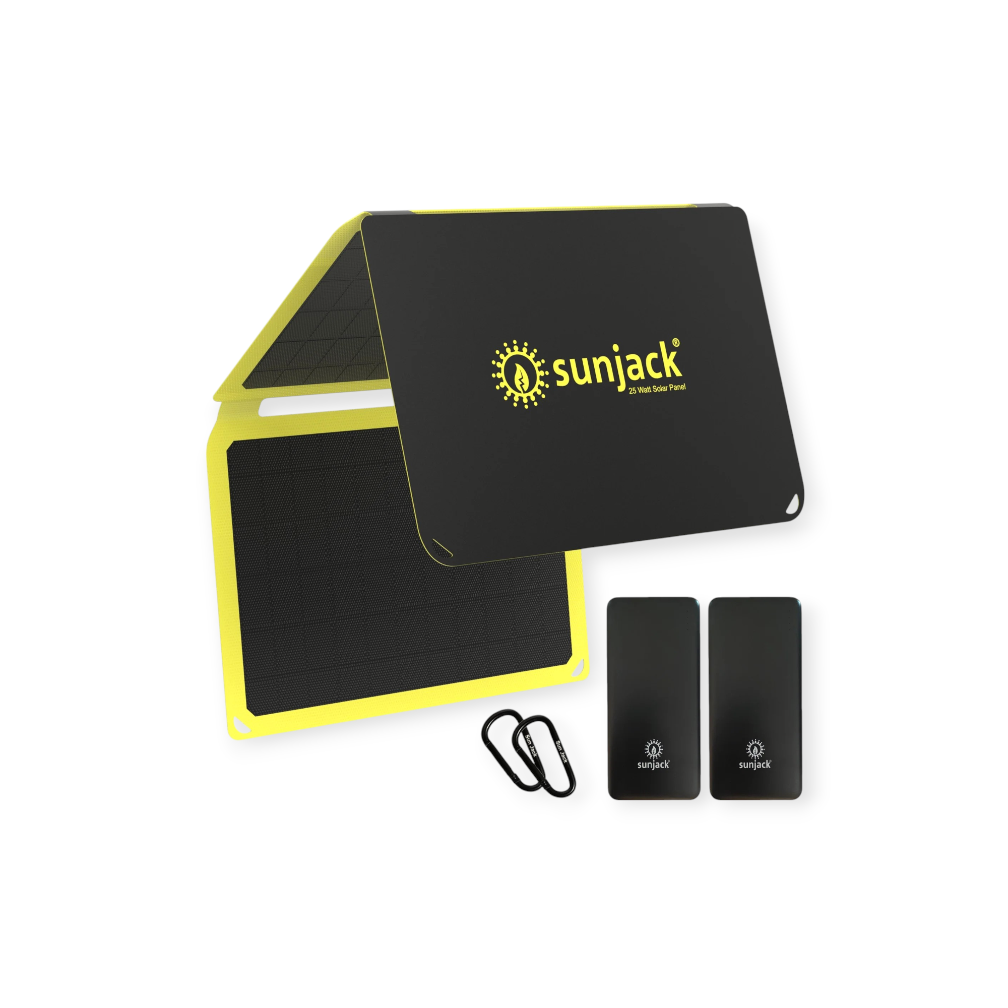SunJack 25W Portable Solar Charger + 2x 10k mAh Powerbanks