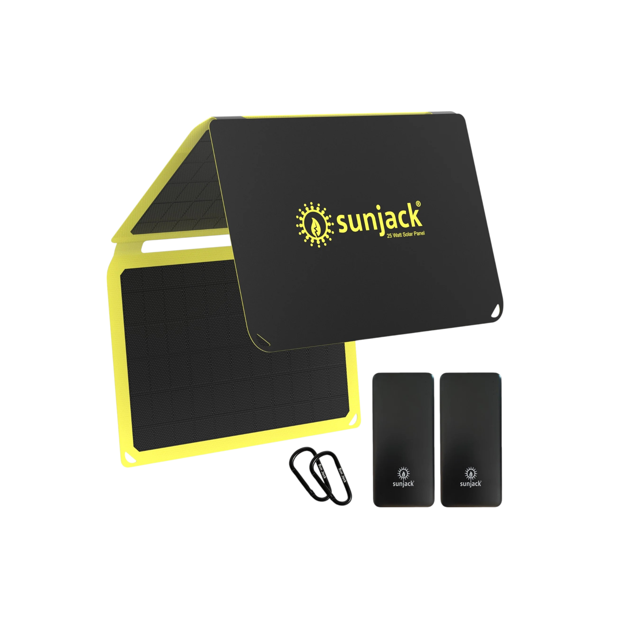 SunJack 25W Portable Solar Charger + 2x 10k mAh Powerbanks
