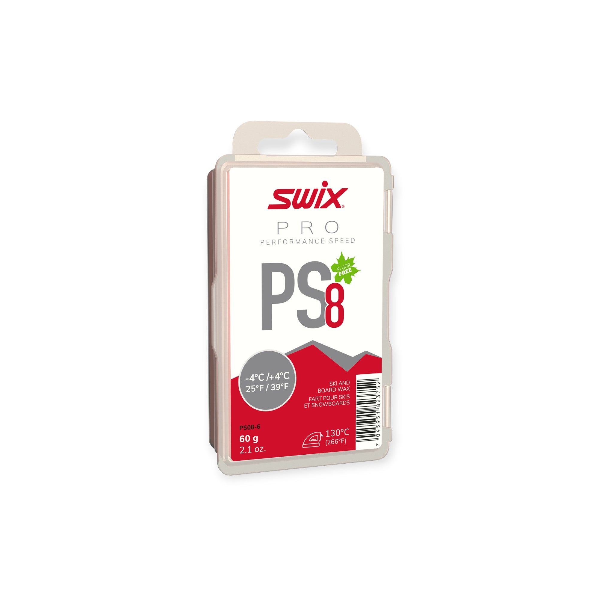 Swix Fluoro-Free Ski Wax PS8 Red | FERAL