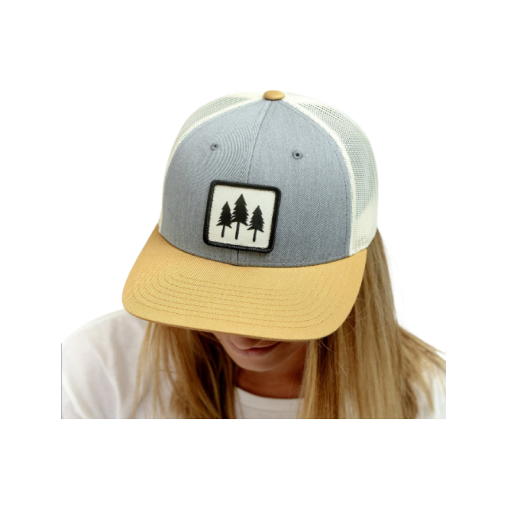 Montana Scene Tri Tone Tree Trucker Hat