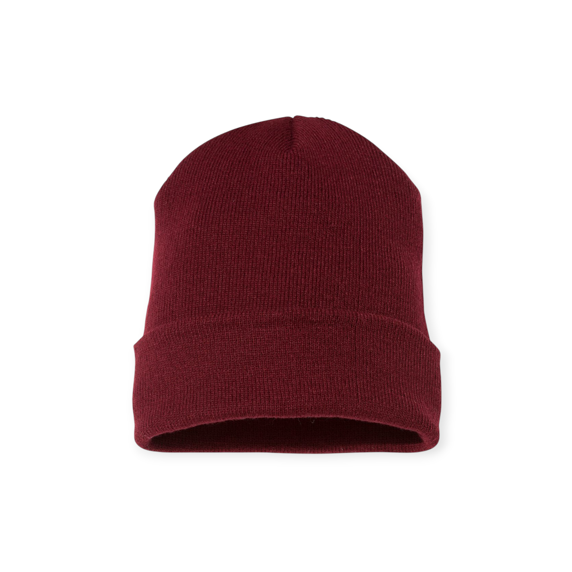 Maroon beanie by FERAL with a ribbed texture and cuffed brim.