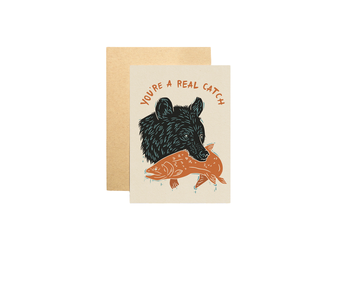 Woosah Outfitters A Real Catch Greeting Card - FERAL