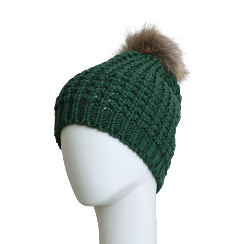 Leto Accessories Textured Beanie With Pom Pom - FERAL